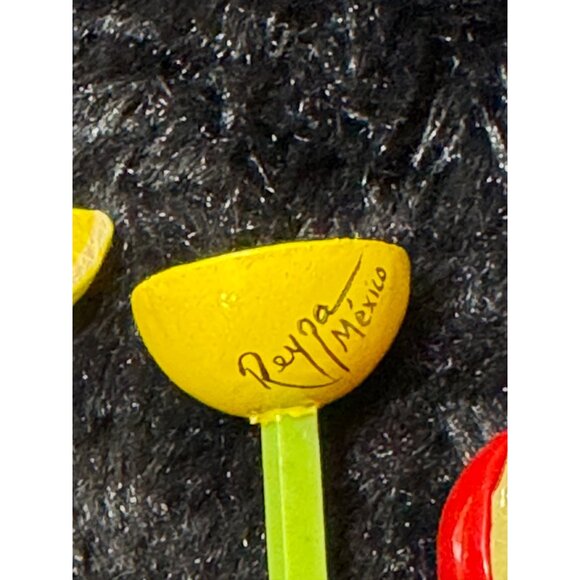 Hand-Painted Reyna Mexico Fruit-Themed Drink Stirrers - Set Of 5 - Retro Barware - Picture 4 of 7